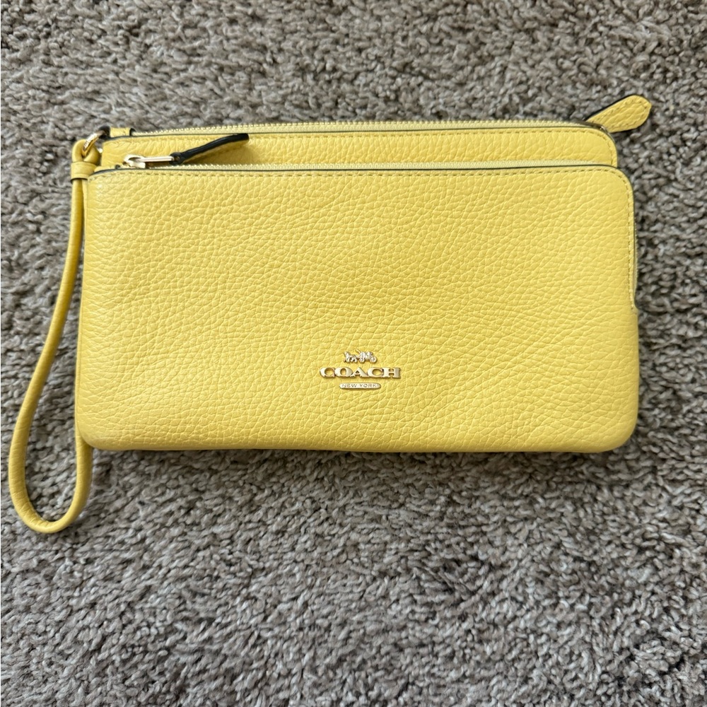 Coach Butter Yellow Kayce Satchel Bag + Coach Double Zip Matching Wallet - Picture 5 of 12